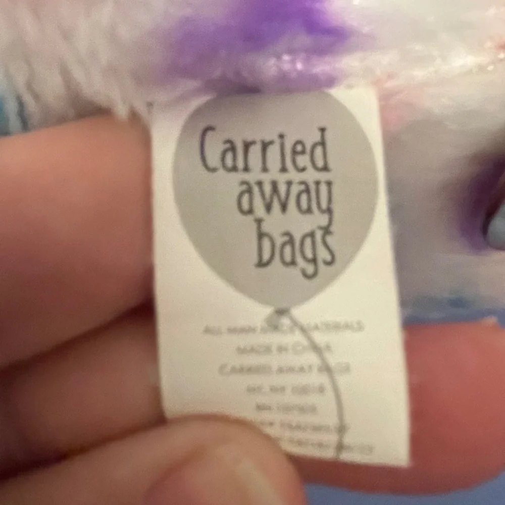 Carried Away Bags Kids Plush Unicorn Backpack White Heart Print Faux Fur Pink